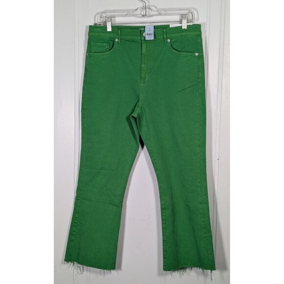 Loft NWT NEW The Kick Crop Green Denim Jeans SIZE 30/ 10 Petite High Rise Pants - Picture 1 of 5